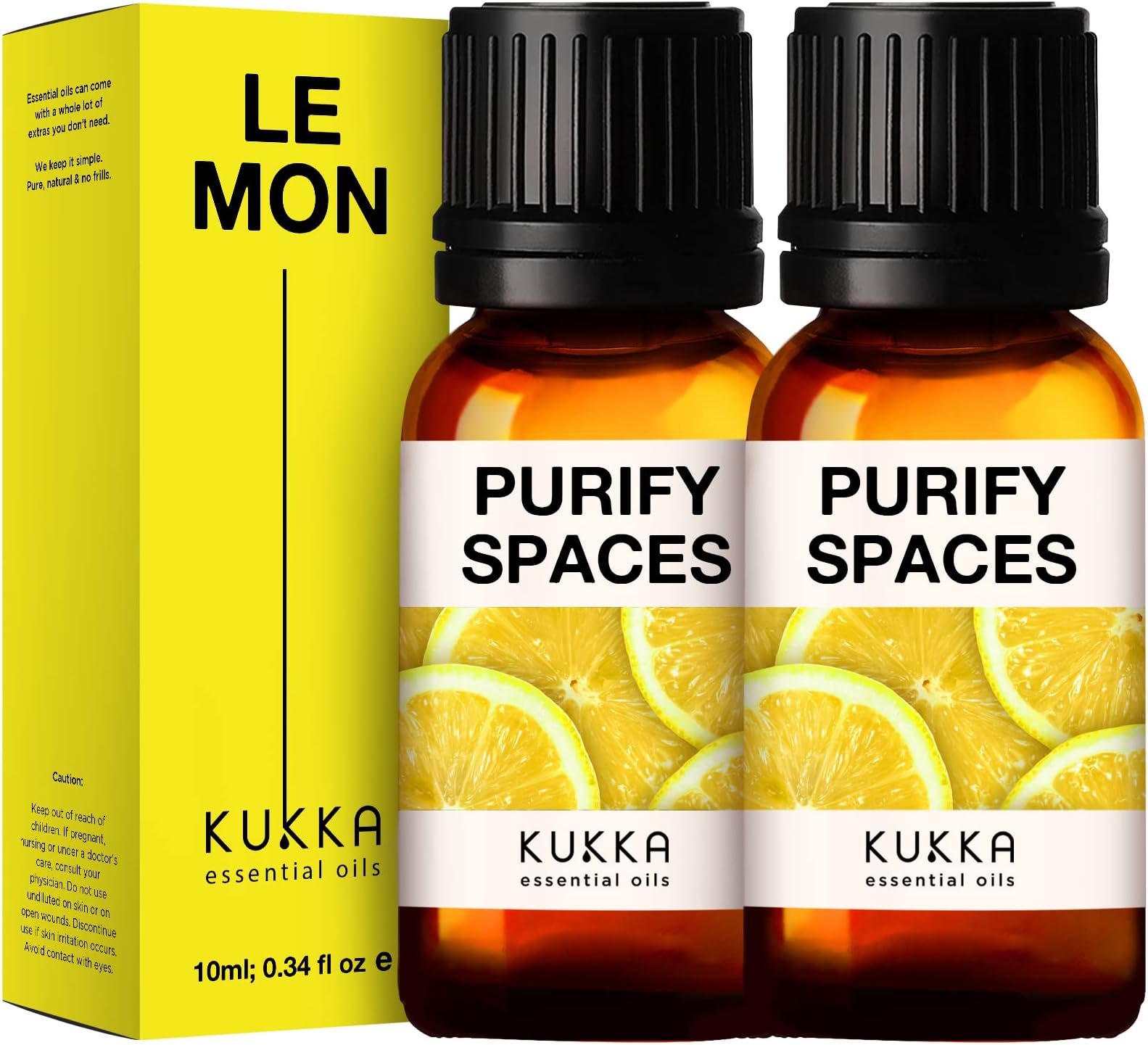Kukka Lemon Essential Oil for Diffuser - Therapeutic Grade Essential Oil Lemon Oil for Skin - Lemon Essential Oil for Cleaning - Lemon Oil Essential Oil for Aromatherapy (10ml x 2)