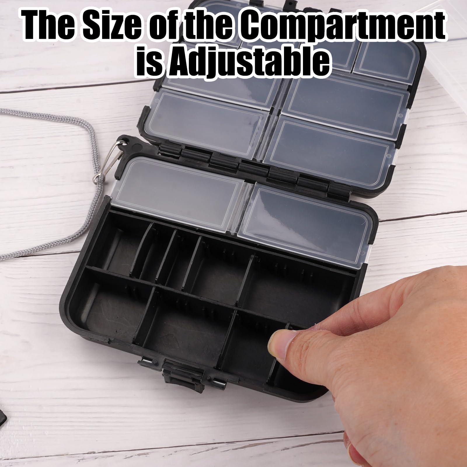 3 Piezas Caja de Aparejos de Plástico de Doble, 9 y 12 Compartimentos, Portátil Caja de Almacenamiento para Señuelos con Compartimentos Ajustables, para Almacenar Cebos y Accesorios de Pesca