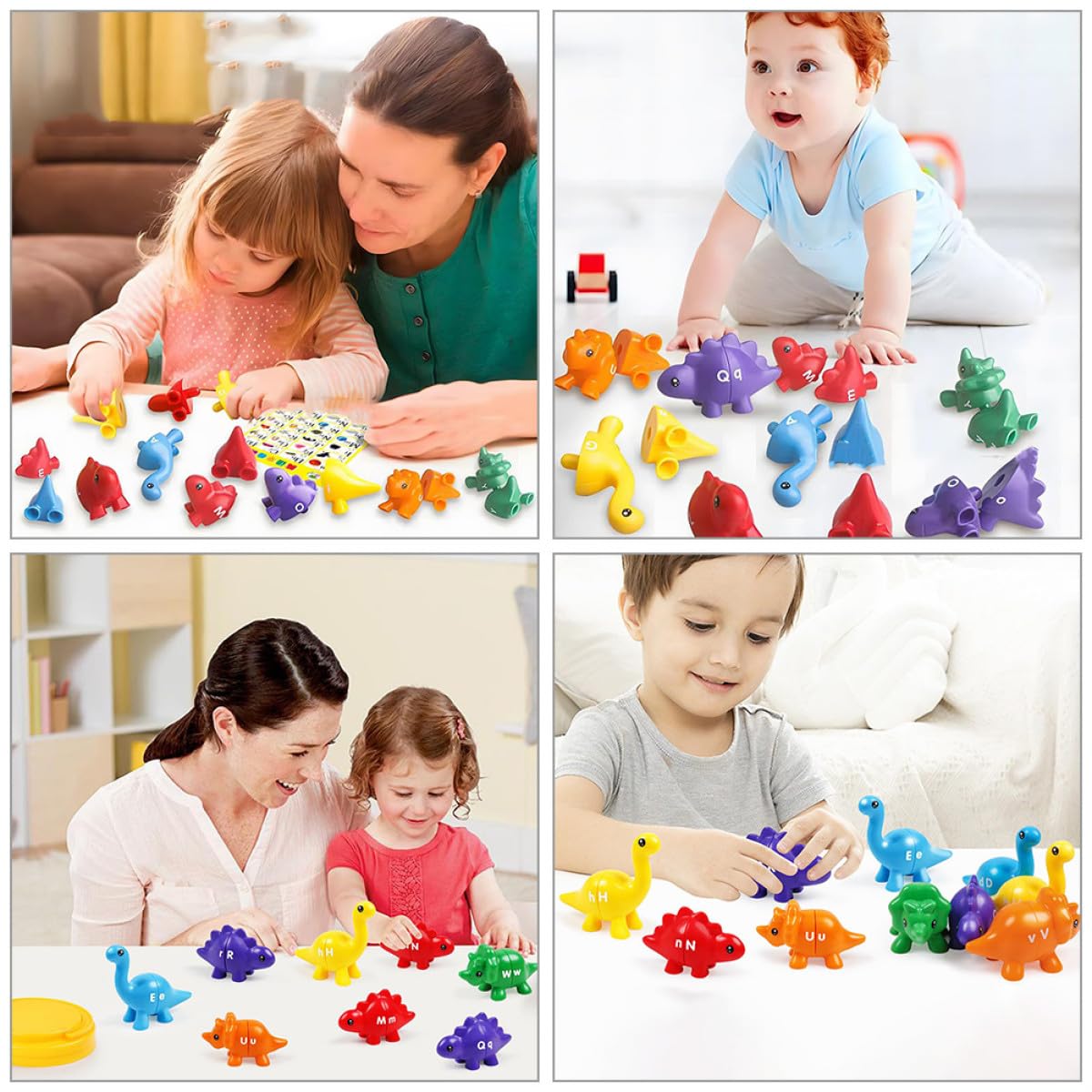 GARVALON Gioco Didattico 13 Pezzi Dinosauri in Plastica per Bambini, attività di Abbinamento e Sviluppo Memoria, per Apprendimento e Motricità Fine