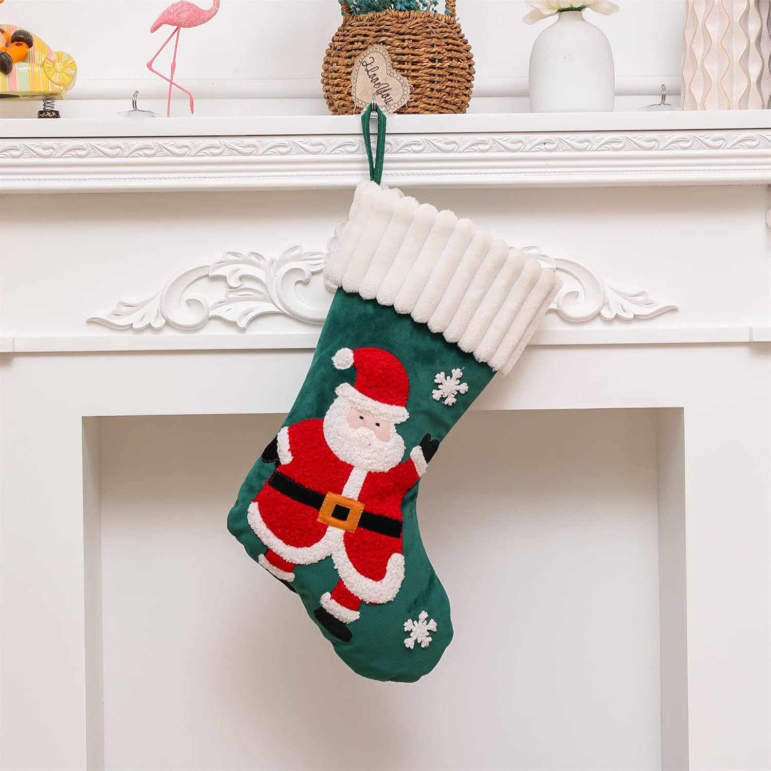 Echana 可愛い クリスマス 玄関 サンタクロース 吊り下げ 刺繍入り 庭 暖炉 飾り 装飾ギフトソックス スノーマンソックス ソックス クリスマスブーツ 壁 靴下 サンタ