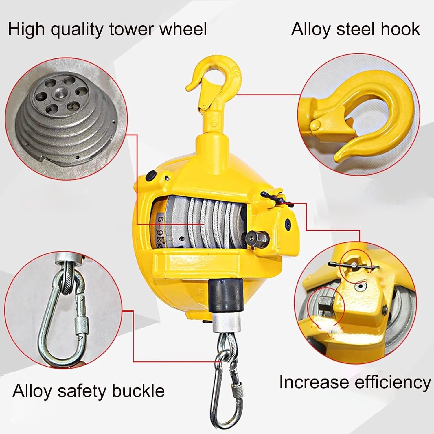 Spring Balancer Retractable Spring Balancer Screwdriver Hanging Wrench Steel Wire Rope Measuring Tool, for Hanging Tools Hanging Assembly Line (Size : 160-180kg)