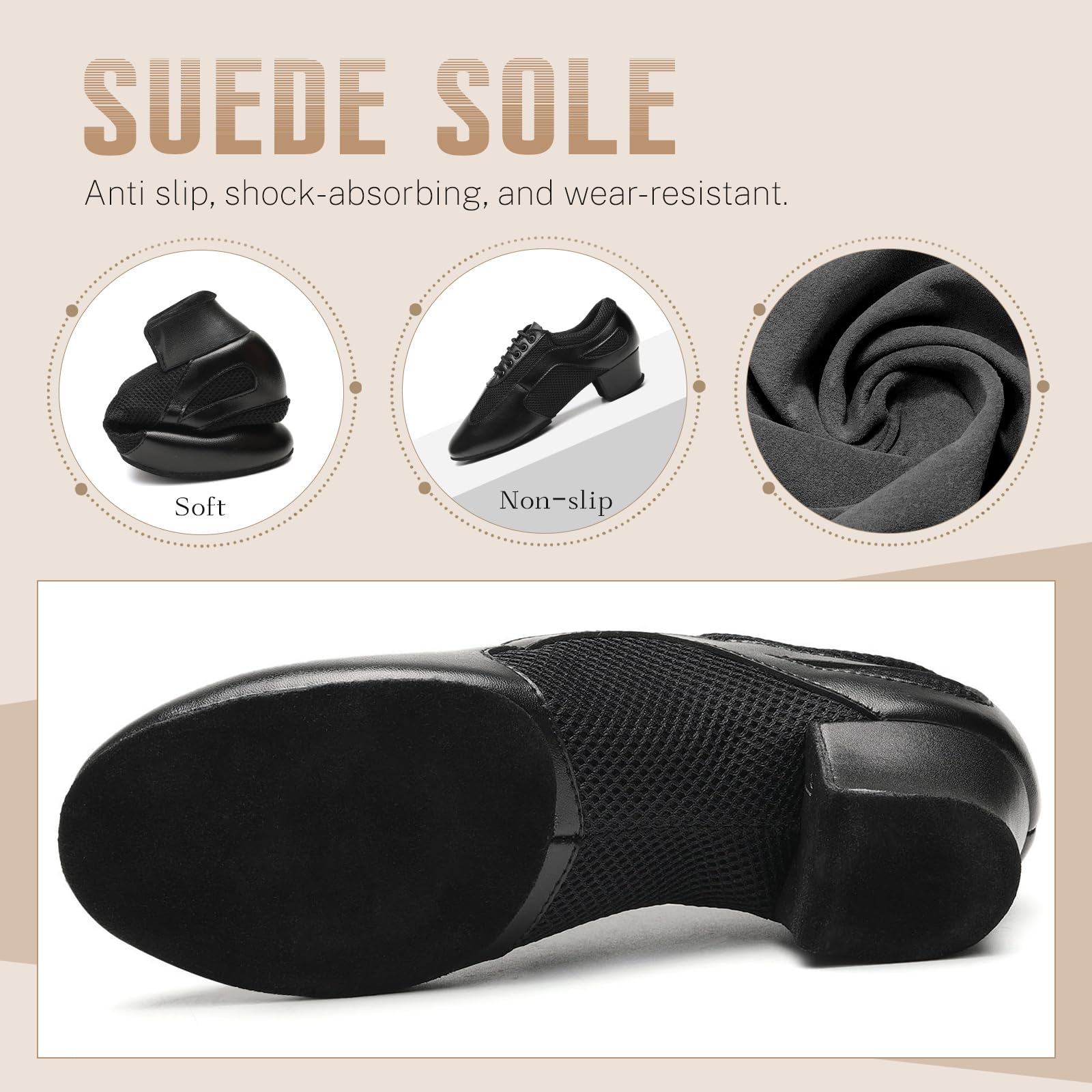 Scarpe da Ballo Latino Americano Allenamento Donna con Punta Chiusa Lacci Salsa Tango Pratica Scarpe da Tacco Basso
