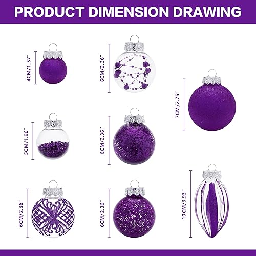 Vista 23 de Juego de adornos de Navidad, 32 piezas de plástico transparente inastillable, adornos colgantes para decoración del árbol de Navidad, para Plata