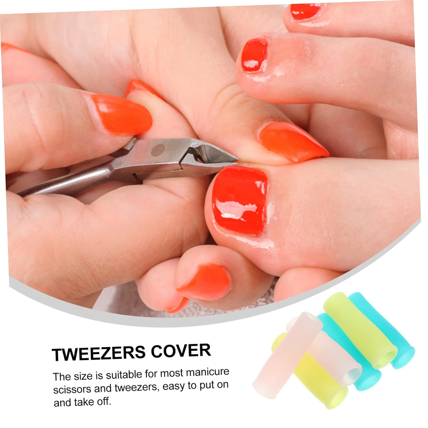 CANIGHT 48pcs Silicone Manicure Scissors Handle Sleeves Non- Cuticle Cutter Trimmer Handle Protectors for Storage