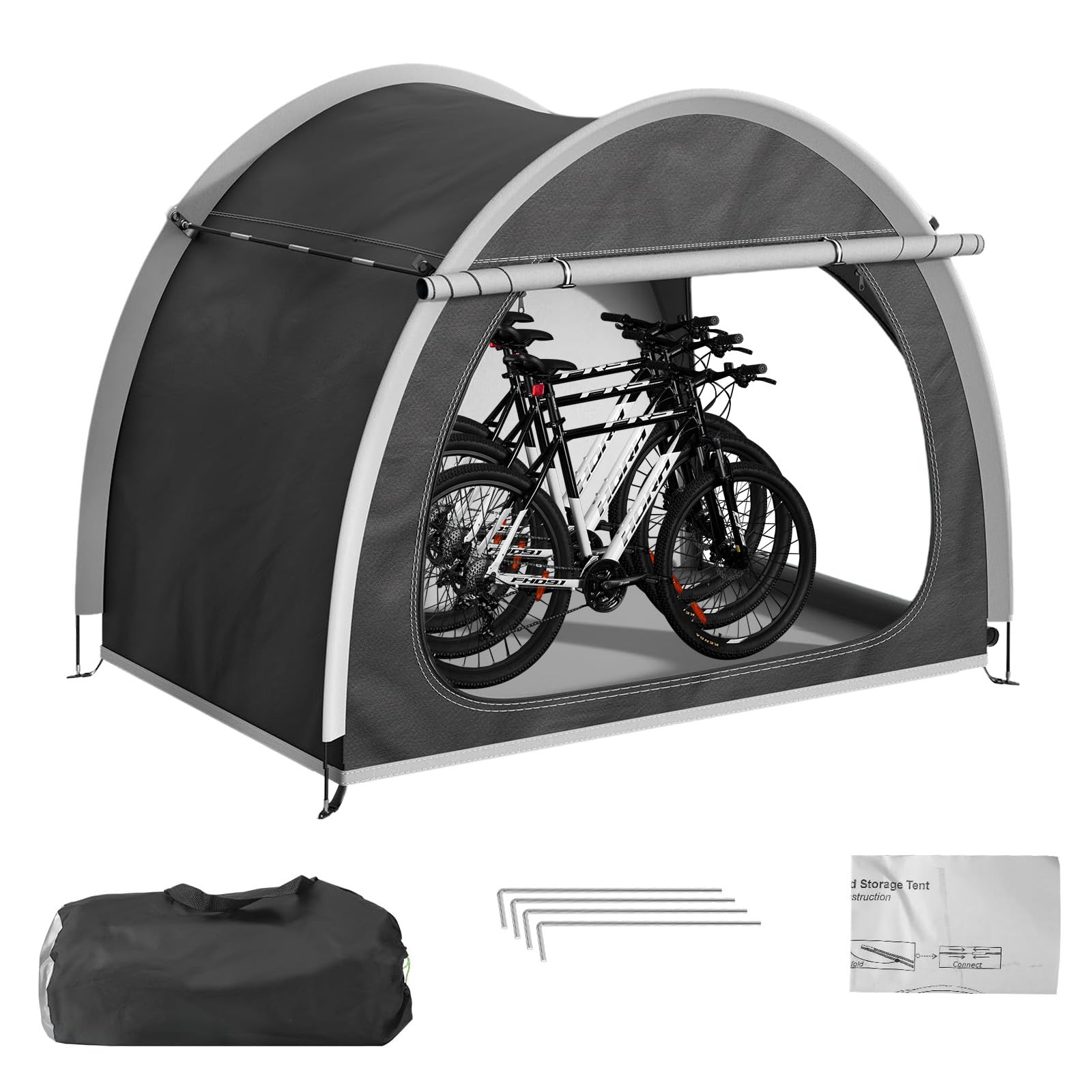 Abri Velo Exterieur, Housse Velo Extérieur Protection pour 2-4 Vélos, Cabanon Jardin, Abris de Jardin, Abri Moto, Cabane Imperméable et Anti-UV, Tente Rangement Carport, 210 x 150 x 165 cm