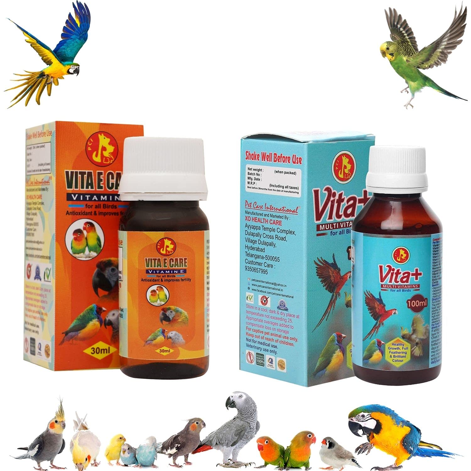 Pet Care International (PCI) Combo Vita E-Care (30ml) and Vita+ (30ml) || Provide Essential Vitamins & Minerals for Healthy Bird Healthcare (B096XKTLJS) Amazon Price History, Amazon Price Tracker