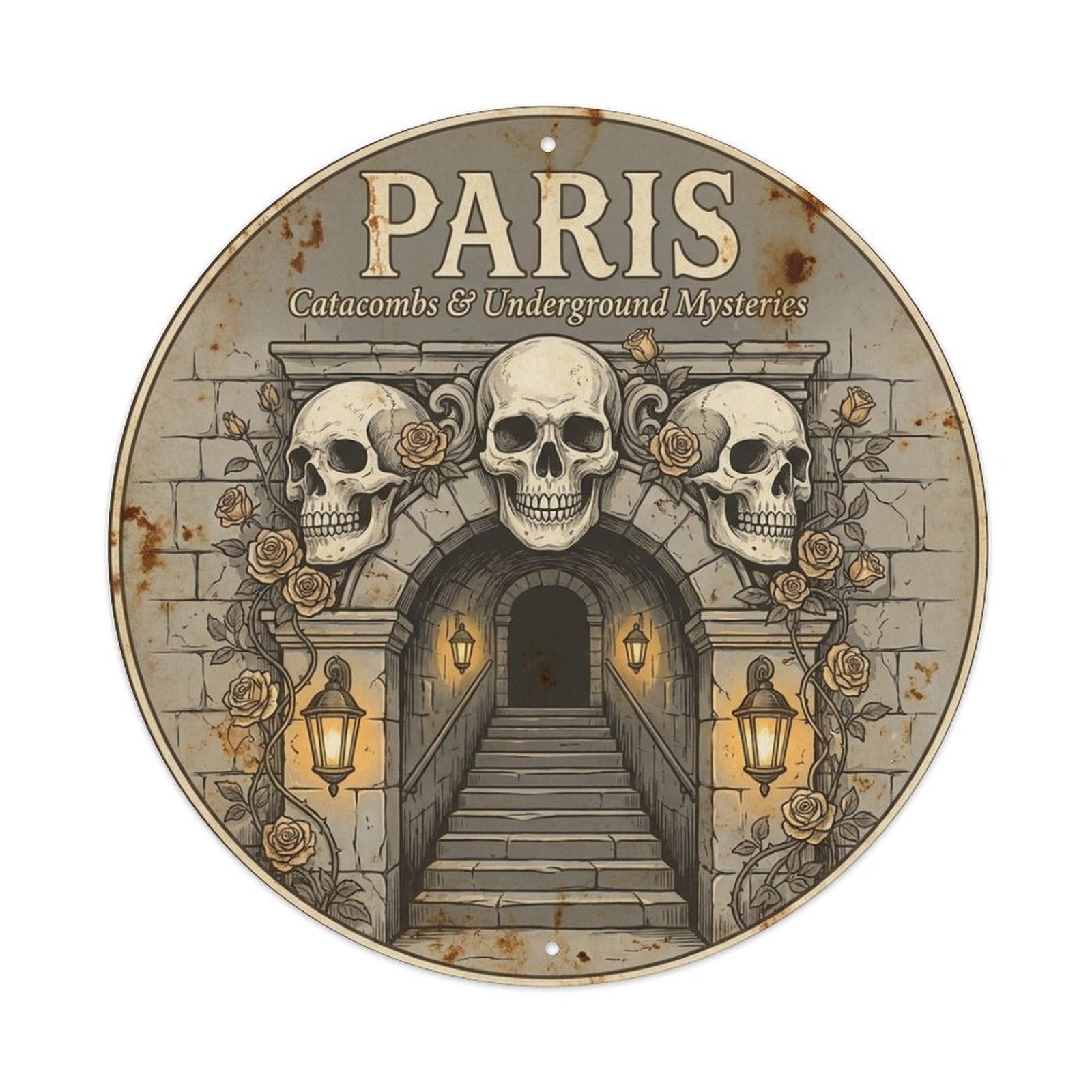 Olhnbad Style Catacombs Underground Mystery Travel Culture Paris Metal Tin Sign
