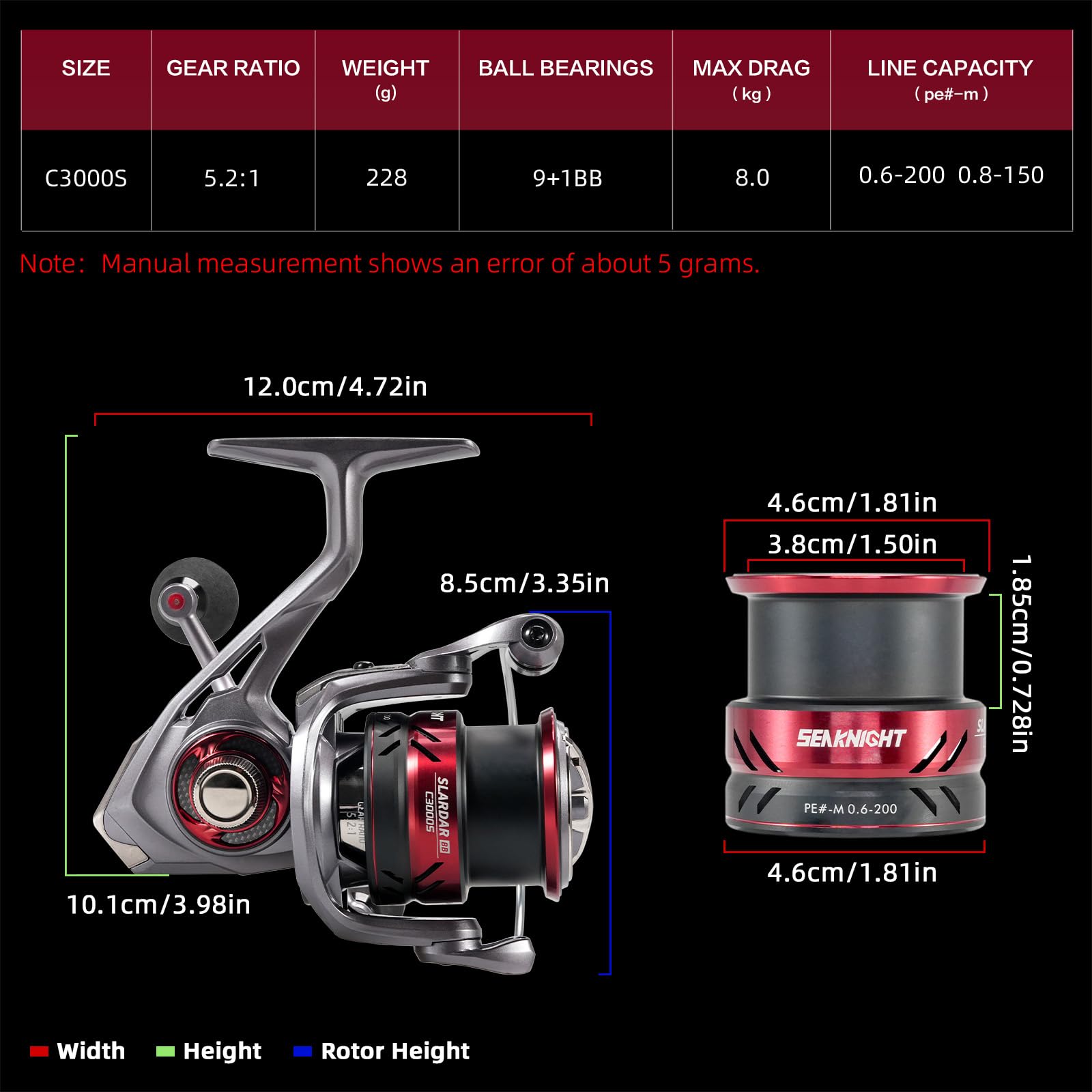 SeaKnight SLARDAR BB C3000S Squid Fishing Podwójny uchwyt kołowrotek spinningowy 5.2:1 antykorozyjny kołowrotek wędkarski morski maksymalny opór 8 kg