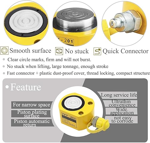 Miniatura 4 de Newtry 20 toneladas de bajo perfil hidráulico Ram Jack + CP-180 bomba manual hidráulica manual