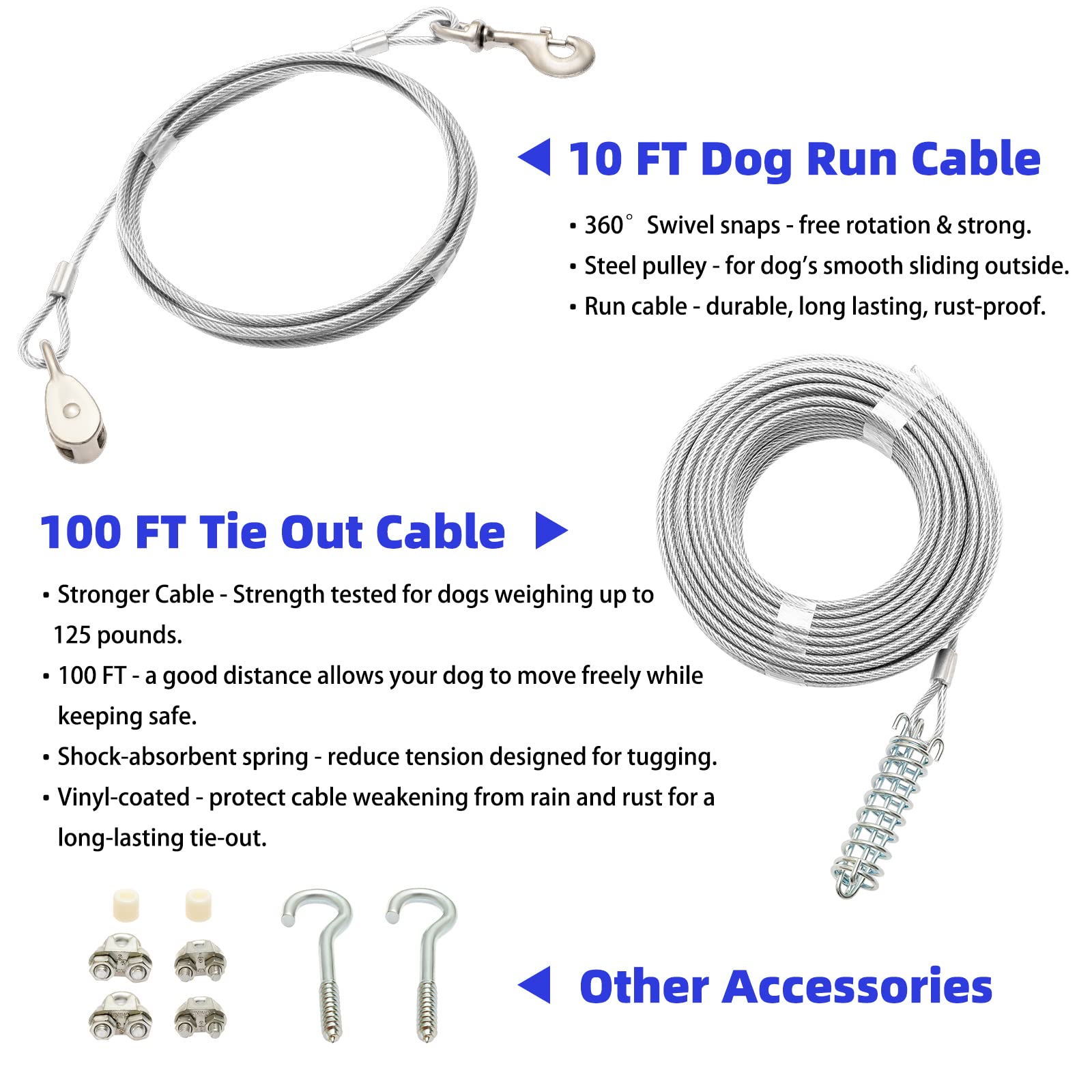 Snapklik.com : PUPTECK Outdoor Dog Run Cable For Small To Large Dogs Up ...