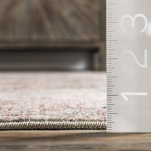 Miniatura 2 de nuLOOM Alfombra vintage con flecos, medallón Harriet, tradicional, resistente a las manchas, resistente a las manchas, para dormitorio, sala de