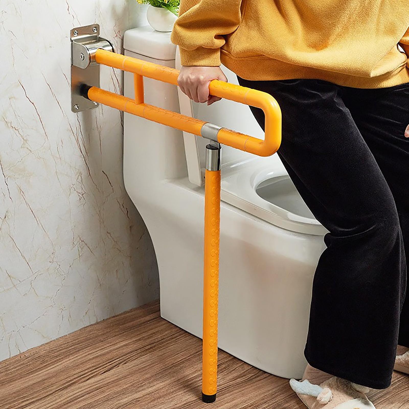 Decake Women's Yellow Toilet Safety Rails For Elderly, Foldable Drop Down Toilet Rails, Safety Grab Bar Stainless For Elderly Pregnant Disabled 70Cm*70Cm