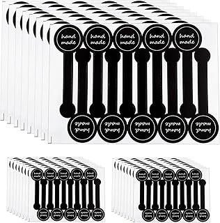 300 Pcs Handmade food baking label stickers - Black Striped Long Label P...
