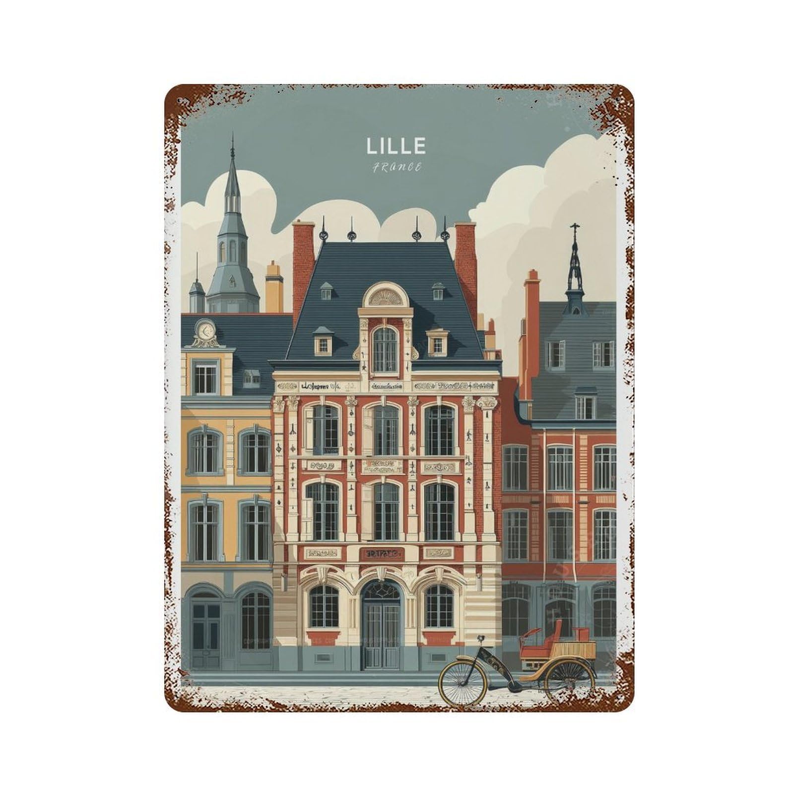 xiaoxiaoshen Lille France Travel Gifts, Birthday Custom (3) Wall Decor Art Metal Tin Poster Modern Home Decor Art Home Bar Shop Decorations Vintage Sign 40x30cm