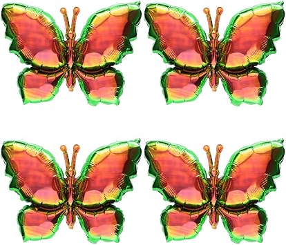 Rainbow Dark Red Crystal Iridescent Butterflies Balloon, Spring Summer Woodland Forest Themed Fairy Butterfly Balloons For Birthday Baby Shower Wedding Girl Party Decorations Supplies