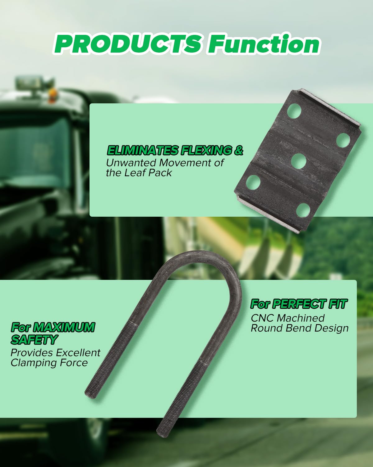 New Trailer Axle Suspension Kit Trailer U Bolt Kit 6 1/4 inch Long Trailer Axle kit 3" Round Axle 1/2" Diameter for Vehicles Trailers Boat Trailer Double Eye Leaf Spring 3500 lbs Trailer Axles