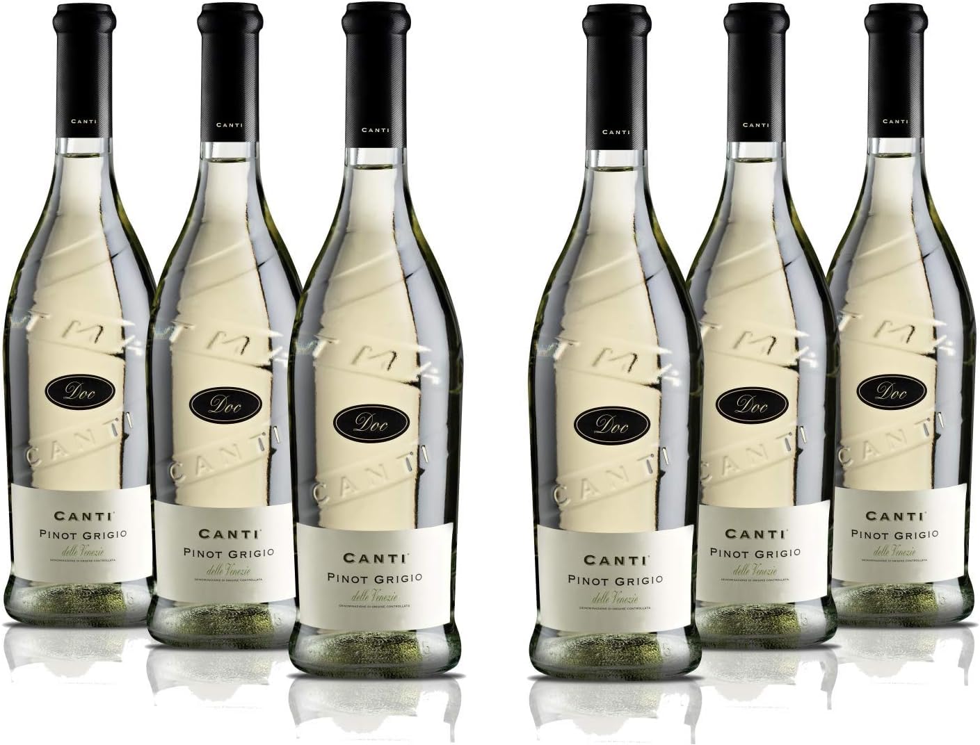 Canti - Pinot Grigio delle Venezie D.O.C., italienischer trockener Weißwein, frischer Geschmack mit einer fruchtigen und abgerundeten Note, 6x750 ml