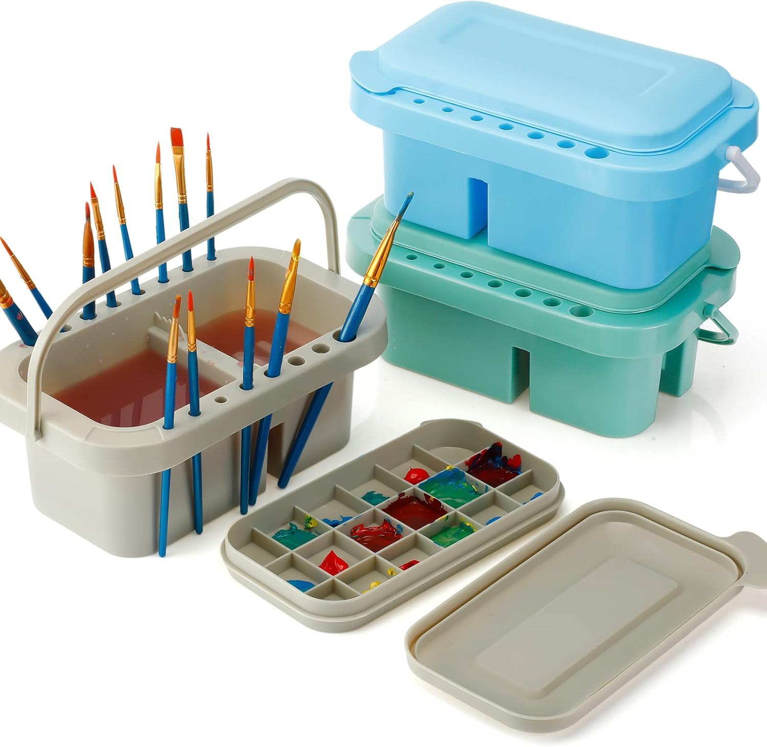 Outus 3 Pcs 16 Holes Paint Brush Washer Paint Brush Cleaner