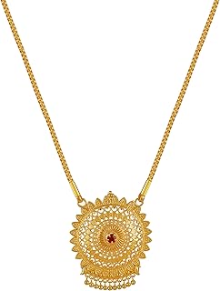cute gold One Gram Micro Gold Plated Fashion Jewellery Traditional Ruby Handcrafted Dollar Pendant Chain for Women & Girls (24 inch)-picture-31