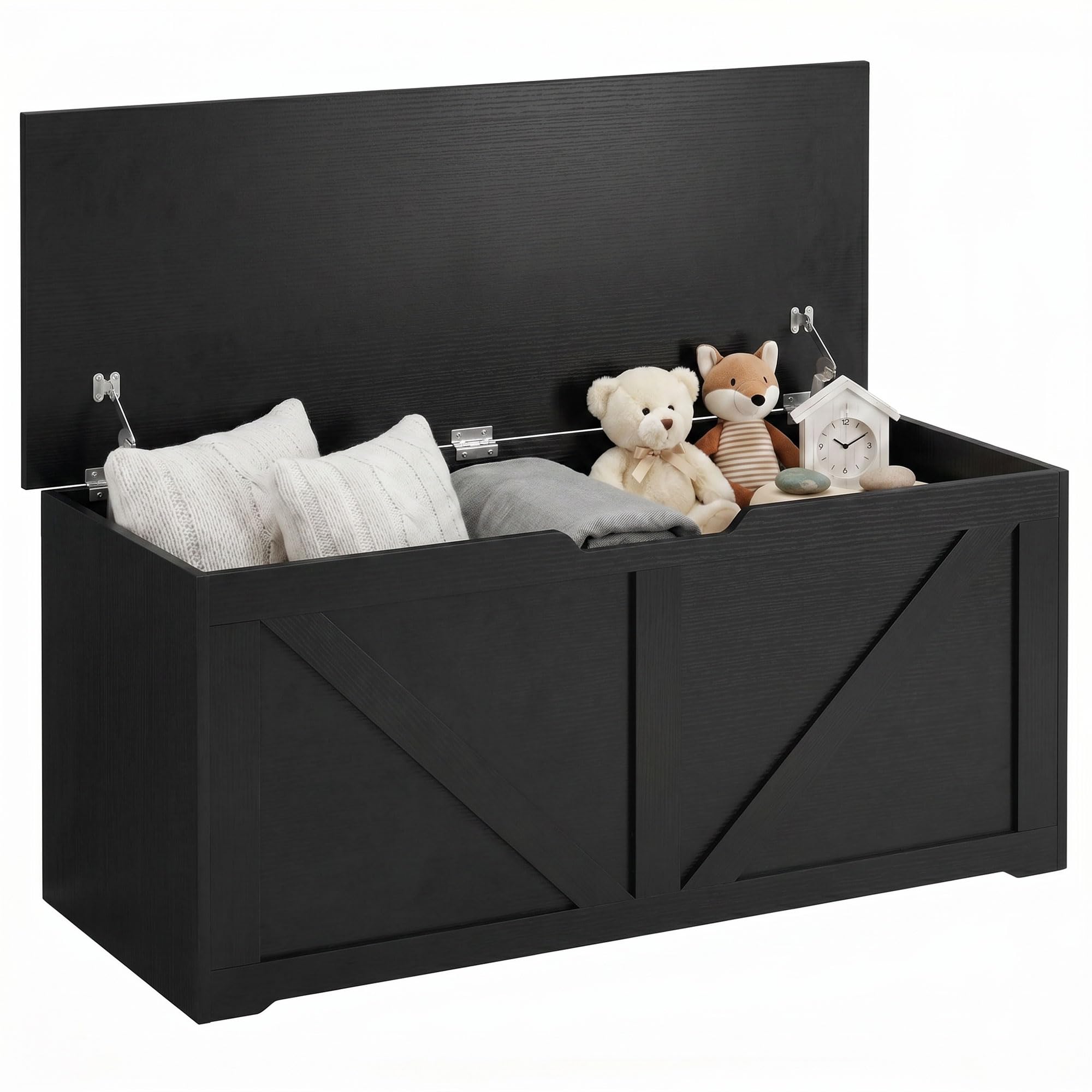 Homcom Storage Trunk For Living Room, With Safety Hinges, 100Cm, Black