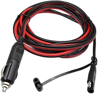 SinLoon Cigarette Lighter SAE Battery Charger Cable,12V 15A Cigarette Lighter Plug to Waterproof SAE Quick Release Adapter Extension Charging Cable with Fuse and LED Light(10FT,3 Meter)