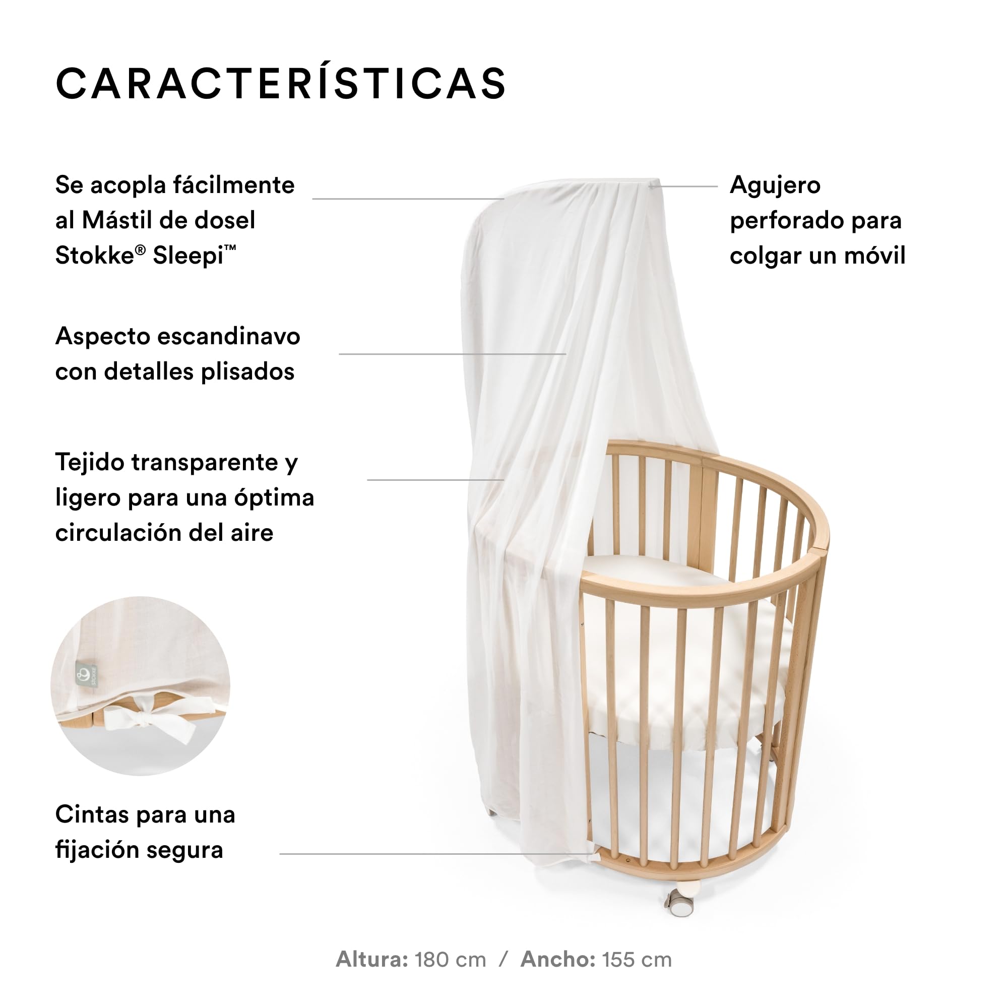 Stokke Dosel Sleepi V3, Blanco - CREA un Ambiente Acogedor y Tranquilo para el bebé - Fácil de Montar - Tela Ligera - Compatible con la Sleepi Mini y la Cama Sleepi