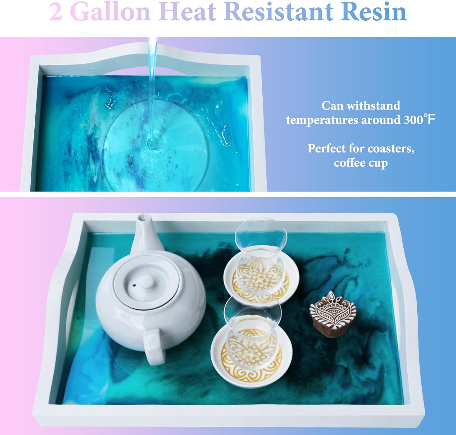 Epoxy Resin 2 Gallon - Crystal Clear Epoxy Resin Kit - Self-Leveling, High-Glossy, No Yellowing, No Bubbles Casting Resin Perfect for Crafts, Table Tops, DIY 1:1 Ratio