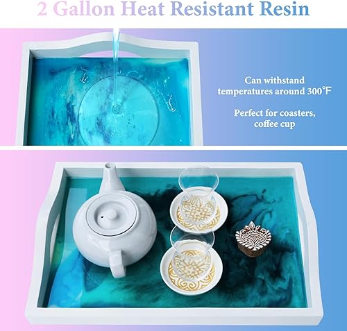 Miniatura 4 de Resina epoxi de 2 galones  Kit de resina epoxi transparente  Autonivelante, alto brillo, sin amarillamiento, sin burbujas, resina de fundición