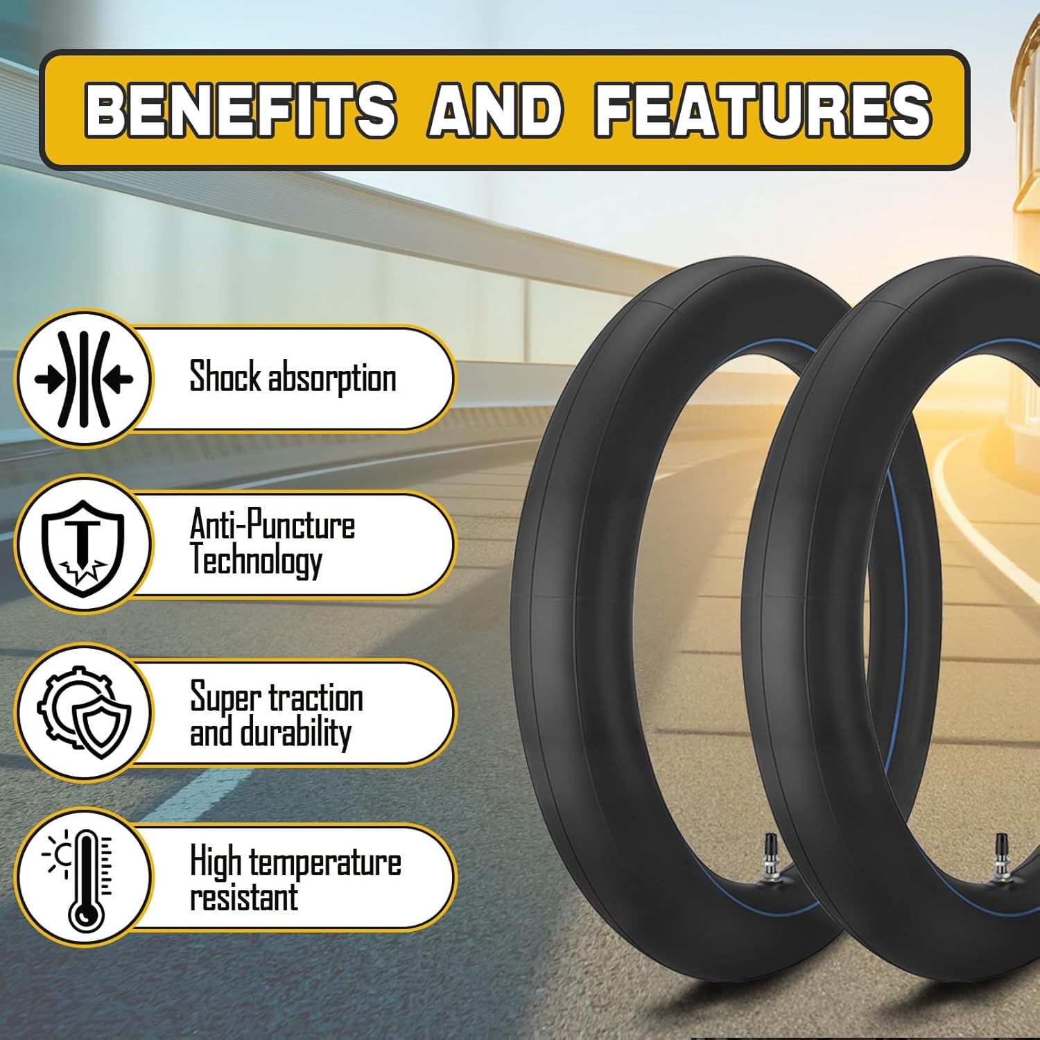 (2-Pack) 2.50/2.75-10" Inner Tubes 80/90-10 Heavy Duty Dirt Bike Inner Tubes, 2mm Thick, TR4 Valve, Fits Honda Crf50 /Xr50, Razor MX650 / MX500, Yamaha PW50, Suzuki DRZ70/JR50