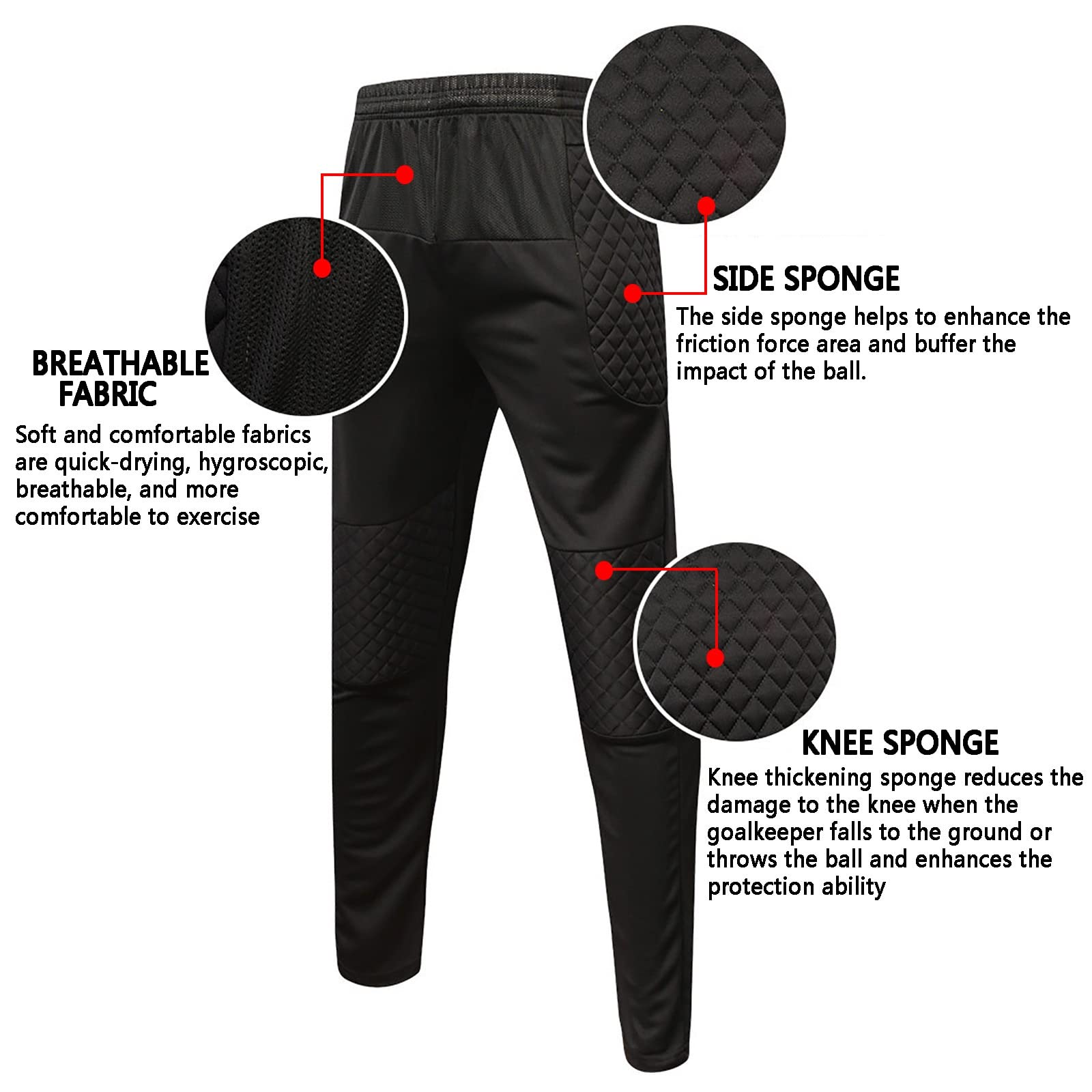Nimomo Pantalon Long Anti-Collision Gardien De But – Respirant, Léger Et Protecteur Taille L