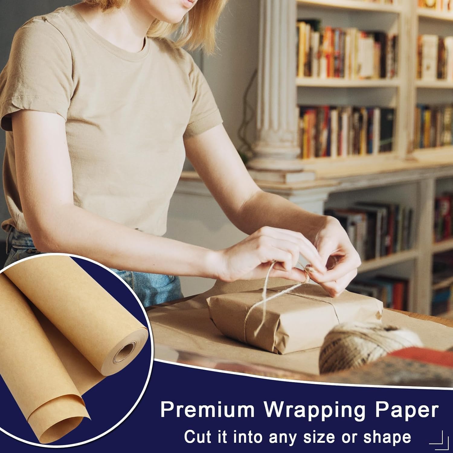 MM WILL CARE 18 inch x 10M golden brown kraft paper roll Premium Craft Paper Roll for Packing, Bags and Wrapping 1