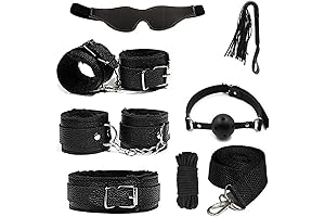 8 PCS Soft Eye Mask Bondage Kit with Furry Leather Restraints