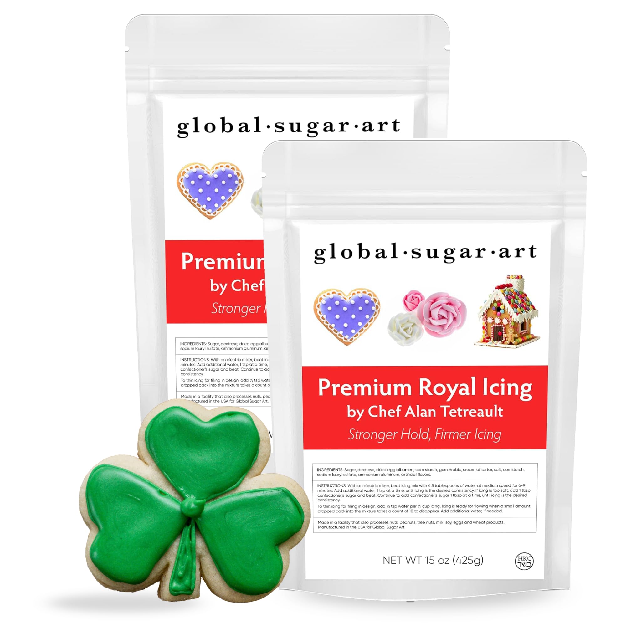 Premium Royal Icing Mix, Kosher Frosting for Cookie Decorating, Made in USA, Just add Water (15 Ounces, 2 Pack)