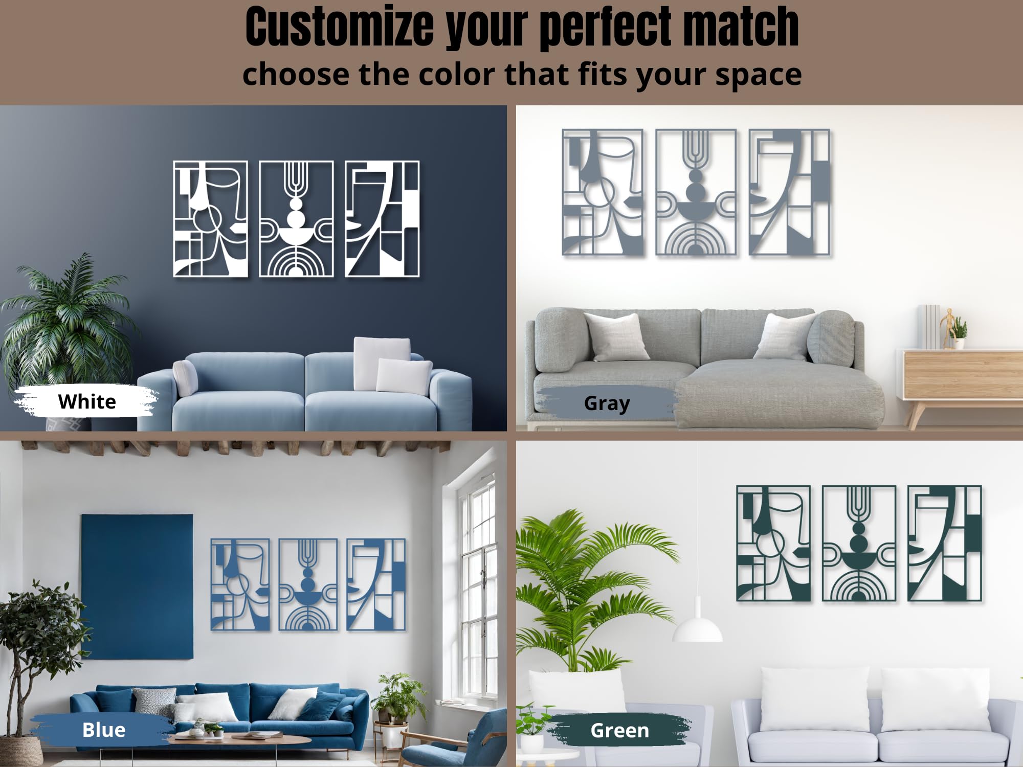 VAILLA - Juego de 4 flores decorativas de pared de madera, diseño floral, decoración 3D para dormitorio, sala de estar y cocina, Pablo Picasso
