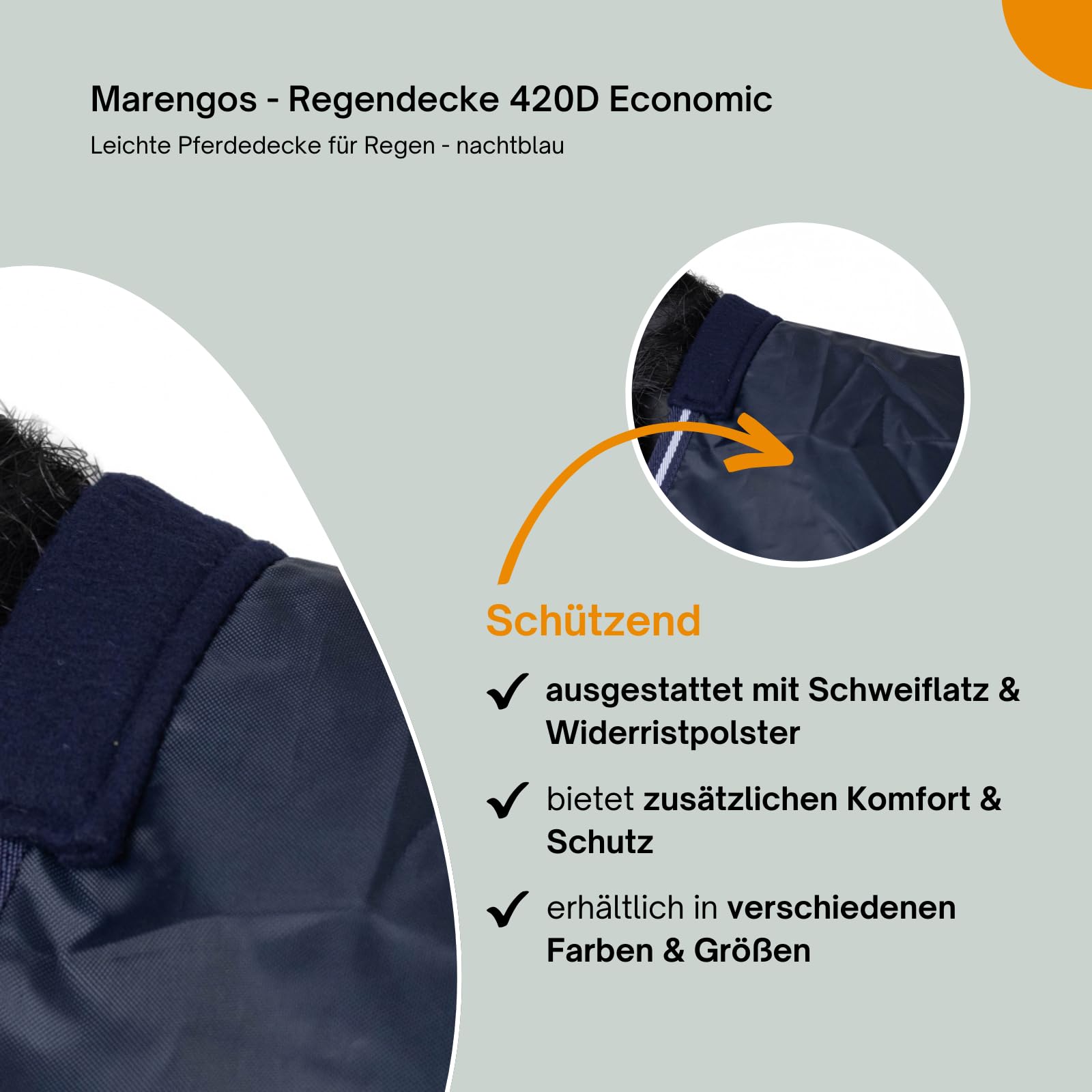 Marengos - Regendecke 420D Economic – leichte Pferdedecke für Regen – atmungsaktiv & wasserdicht – Weidedecke mit Kreuzgurten – Outdoordecke für Pferde – 155 cm in Nachtblau | Leichte Pferdedecke für Regen – atmungsaktiv & wasserdicht – Weidedecke mit Kre