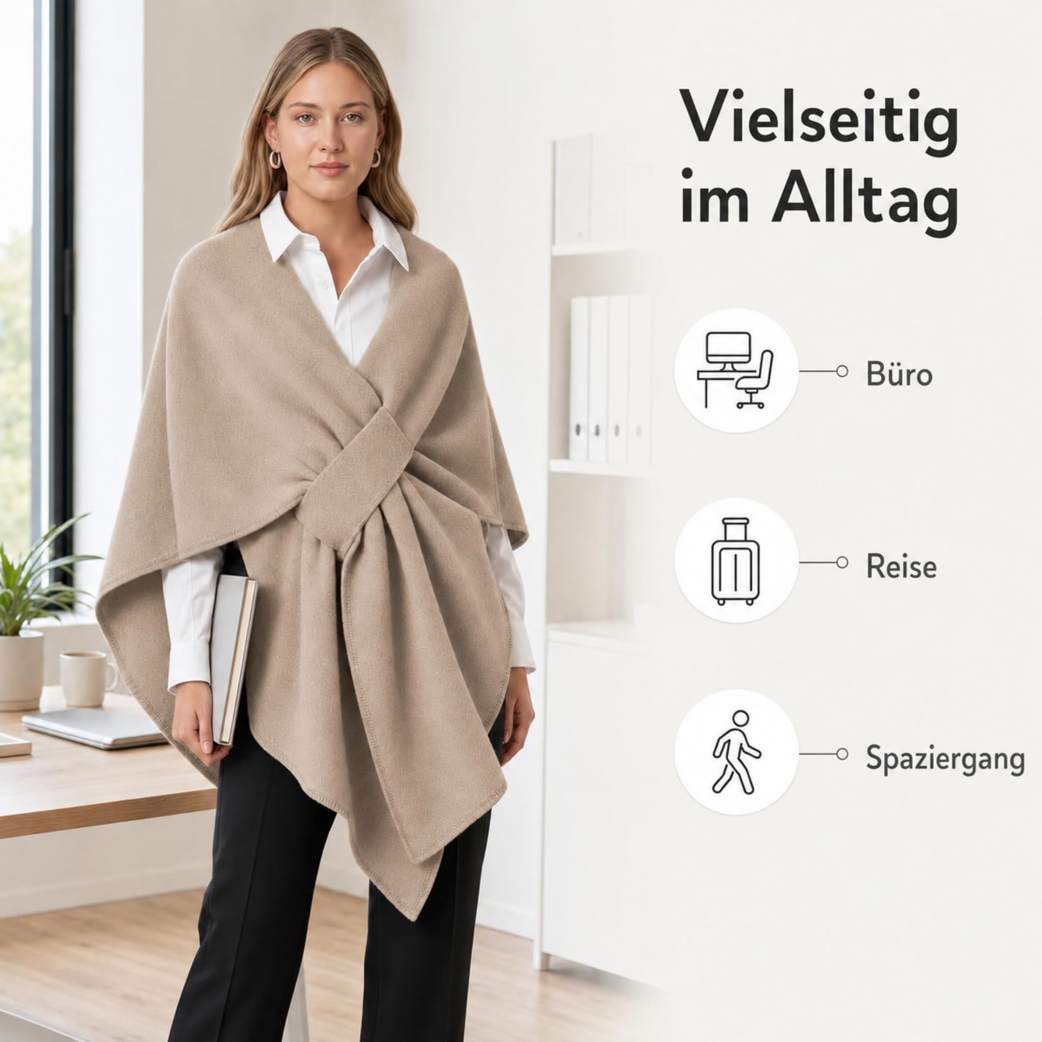 Alpenfaser Langer Poncho Schal mit Schlaufe für Herbst und Winter | Poncho Damen und Strick Ponchos & Capes für Damen mit weichem Tragegefühl, elegantem Fall und vielseitigem Styling.