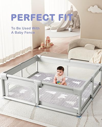 Miniatura 9 de WONDAY Alfombra de juego suave y no tóxica para corralito, tapete plegable de arcoíris para niños de 50 x 50 pulgadas para bebés de 6 a 12 meses,