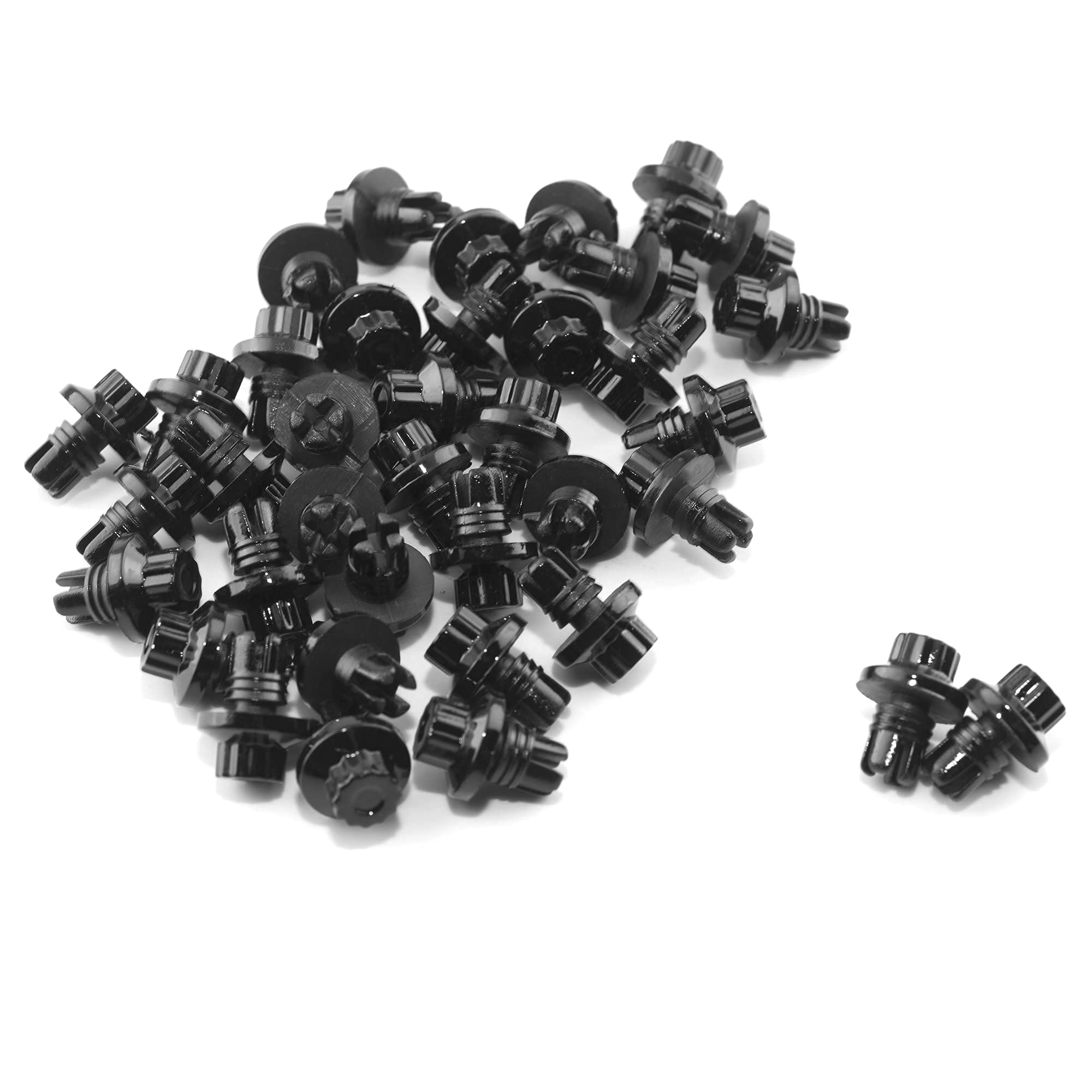 Wheel Rivets Nuts Set of 100 for 7.8mm/0.31in Hole Replacement Rivets ABS Plastic Black