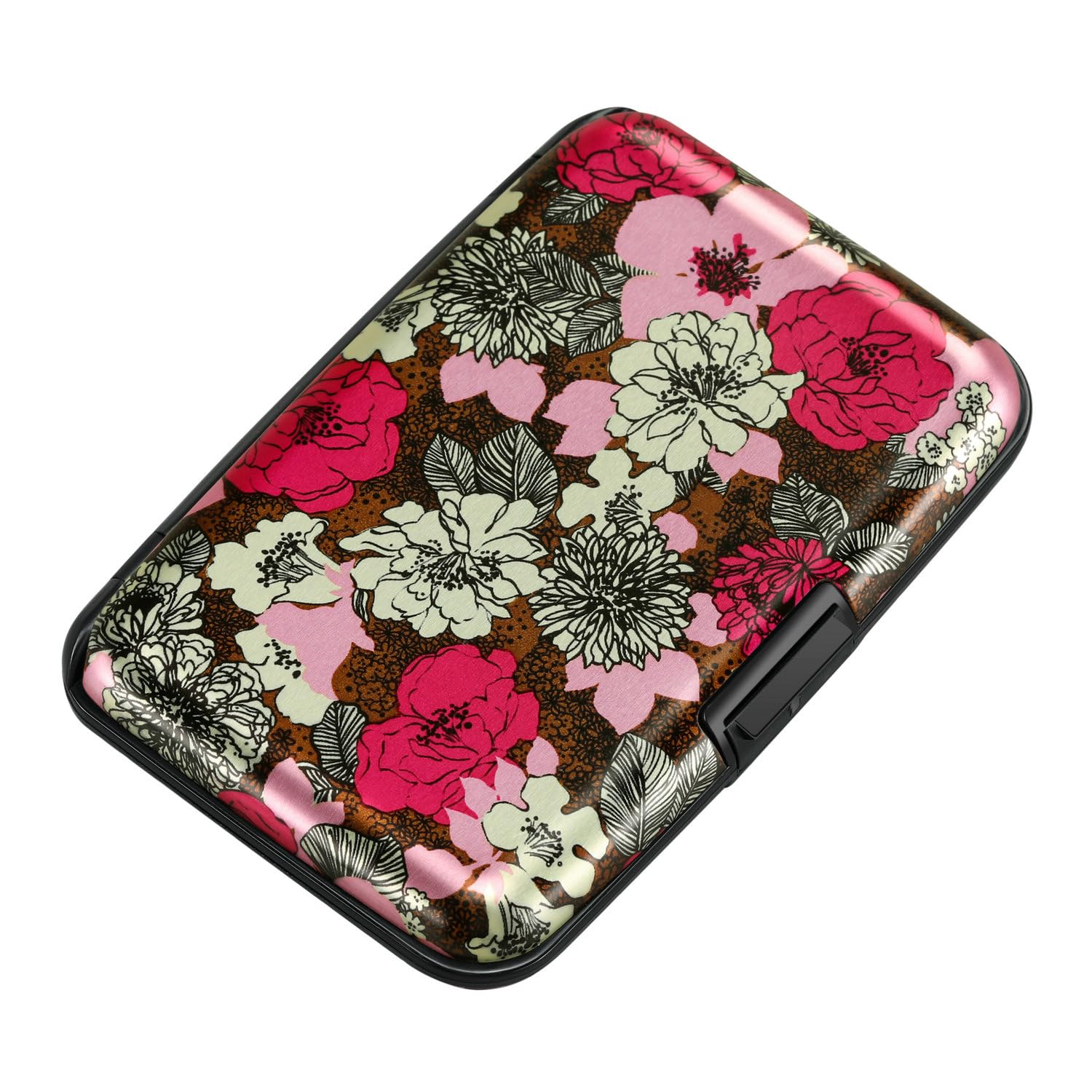 ELFISH RFID Blocking Credit Cards Holder Aluminum Wallet Metal ID Case for Men Women (Flourishing Flowers)