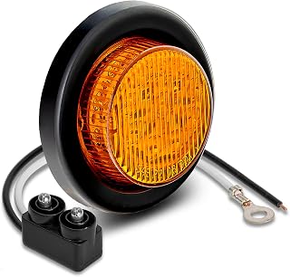 TRUE MODS 2" Amber Round LED Trailer Clearance Side Marker Light for Truck | DOT FMVSS 108, SAE P2, Grommet & Plug, Submersible, 2-in-1 Reflector, 10 LED, 12V, Polycarbonate, LED Trailer Running Lights