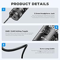 Vista 2 de BOYA Lavalier Lapel Microphone - No Battery, by-M1 Pro ll Omnidirectional Condenser Mic for iPhone Camera Android PC Windows - for YouTube