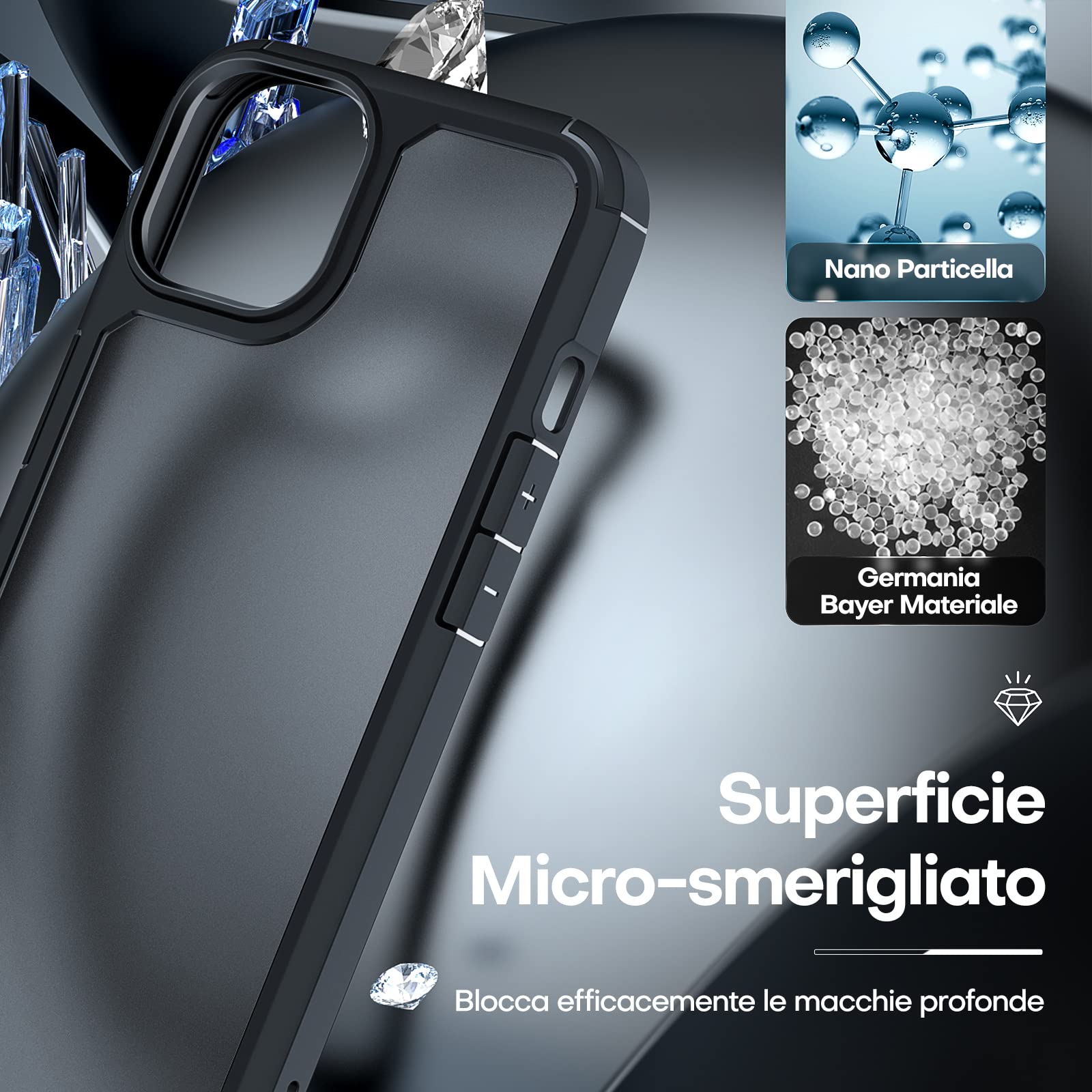 TAURI 5 in 1 Kit per Cover iPhone 14 con 2 Pellicole Vetro Temperato + 2 Pellicole Fotocamera, [Protezione Antiurto Militare] Custodia Protettiva Rigida Anti-graffio in PC - Nero opaco