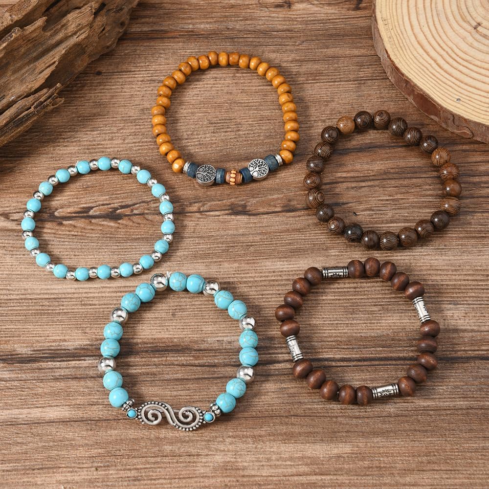Bohemian Mix Bead Multi Layer Versatile Statement Bracelets Boho Stackable Beaded Strand Stretch Bangles Bracelets Sparkly Crystal Tassel Charm Jewelry Gift - Image 3
