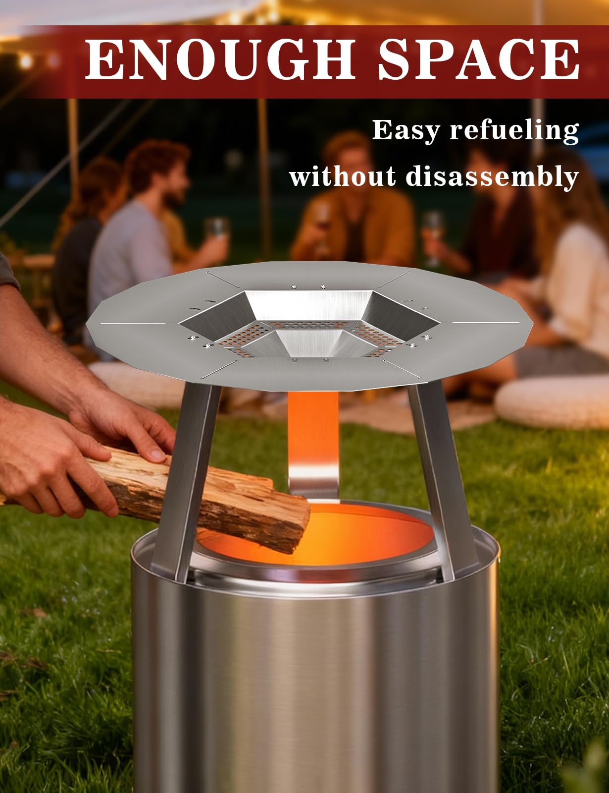 Wärmeabweiser für Solo Stove Ranger, 38,1 cm, 304 Edelstahl, Wärmeverteiler mit abnehmbaren Beinen, erfasst und leitet Wärme um, Camping-Zubehör