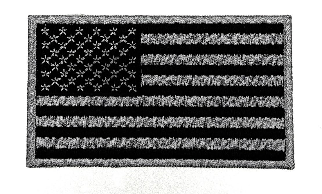 Flag Patch Black and White Iron on American Flag Patch Premium Embroidered National Flag Patches for Patriotic Theme Uniforms T-Shirts