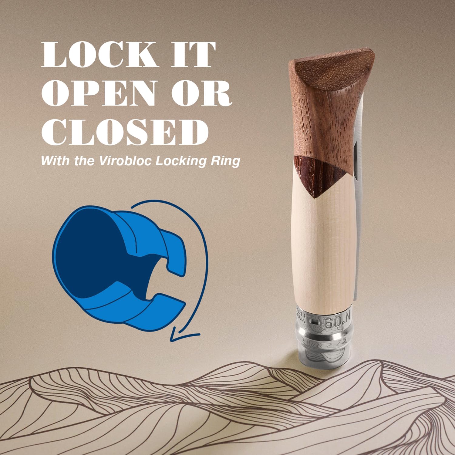 Opinel Taschenmesser No 09 Cime Limited Edition 9 cm Klappmesser mit 12C27 Edelstahlklinge und Holzgriff aus Ahorn Esche Walnuss, Virobloc Verriegelung
