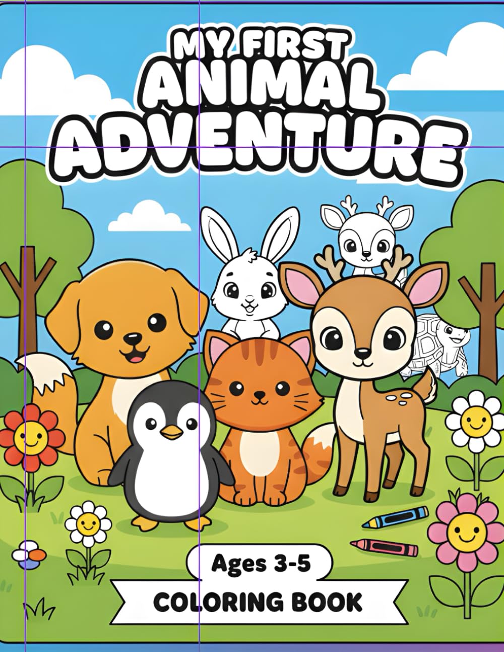 Animal Coloring Book for Kids Ages 3–5: Cute & Simple Animal Coloring Pages with Big, Bold Outlines for Toddlers and Preschoolers