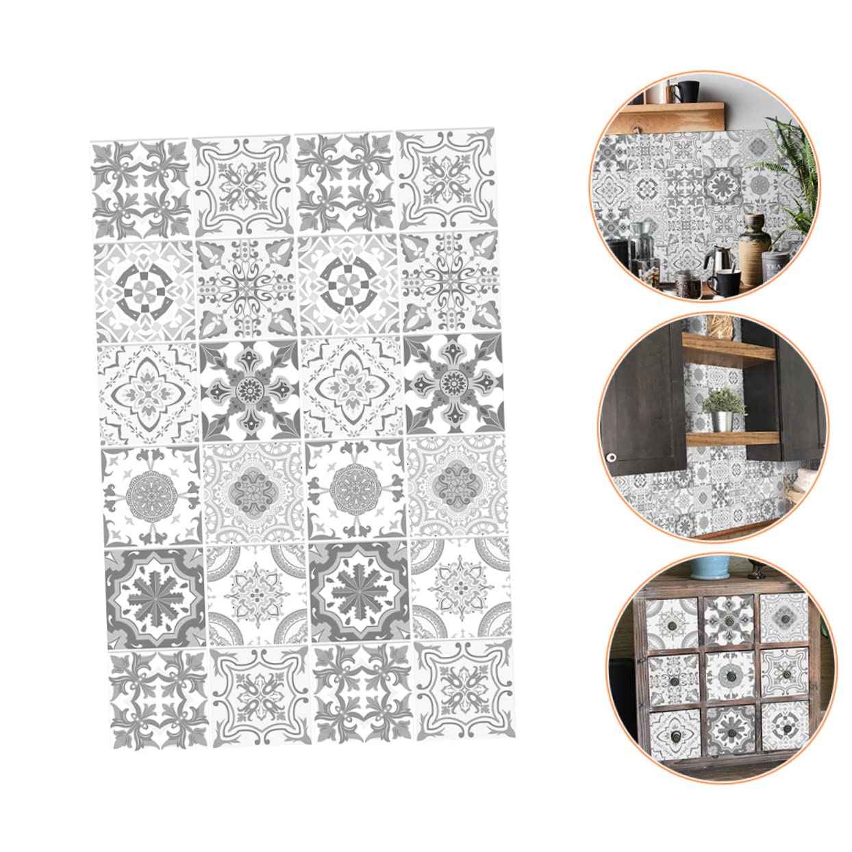 Adesivo Mattonelle Autoadesive 24 Pezzi Pvc, Cucina e Bagno | Motivo Semplice e Classico, Effetto Opaco, Applicazione Peel And Stick su Finestre e Metallo