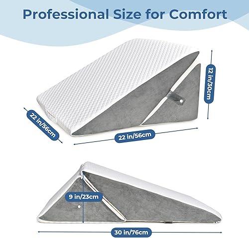 Miniatura 6 de COOLBEBE Almohada de cuña de cama para dormir, almohada plegable ajustable para ronquidos y después de la cirugía, 9 y 11 pulgadas, cuña triangular