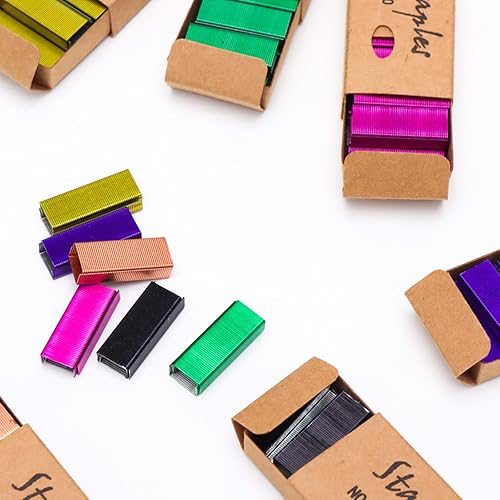 Miniatura 3 de Mogoostry Recambios de mini grapas de colores para mini grapadora, sin atascos, 1000 piezaspaquete (4 paquetes No.10 en total)